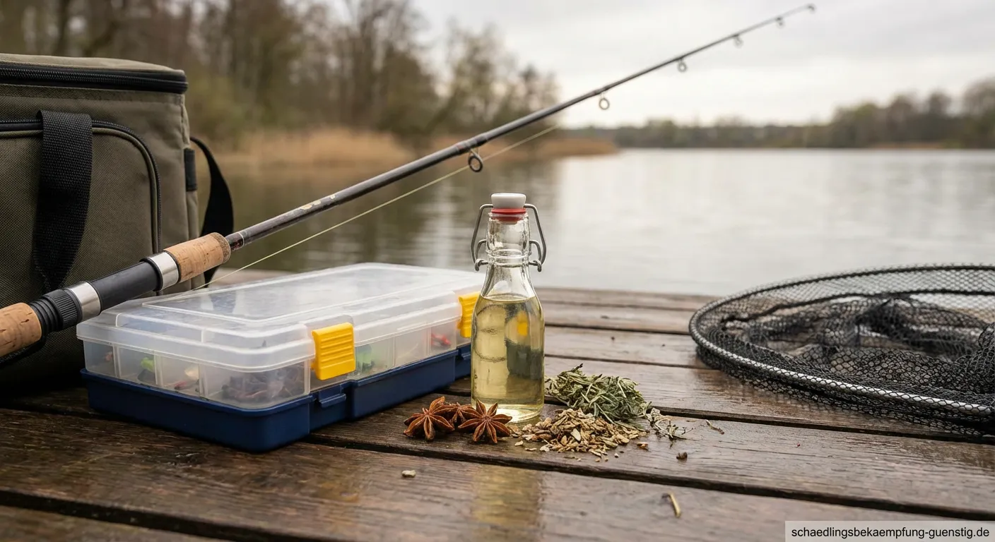 Flasche mit reinem Anisöl für Angler