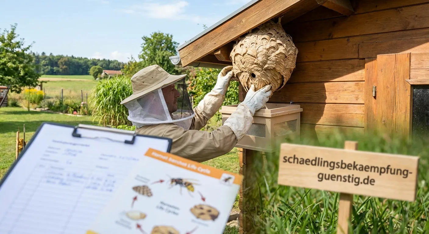 Hornissennest an Hauswand während Umsiedlung