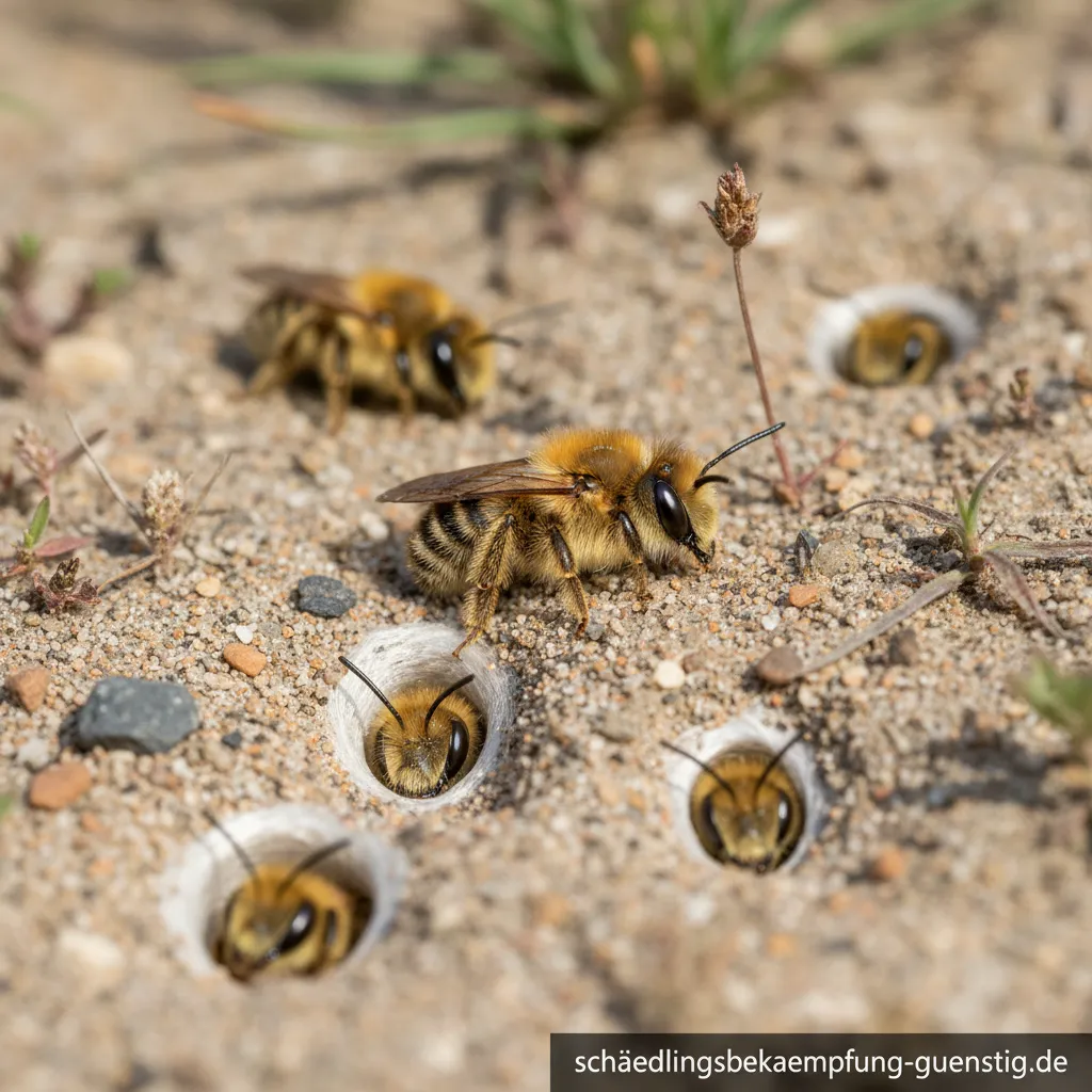 Eine Seidenbiene sammelt Nektar von einer Blüte